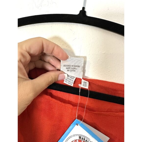 NWT Makai Beach Red One Size Hawaii Poncho Tropical Beach Cover Up Swim Tie Dye - Picture 9 of 12